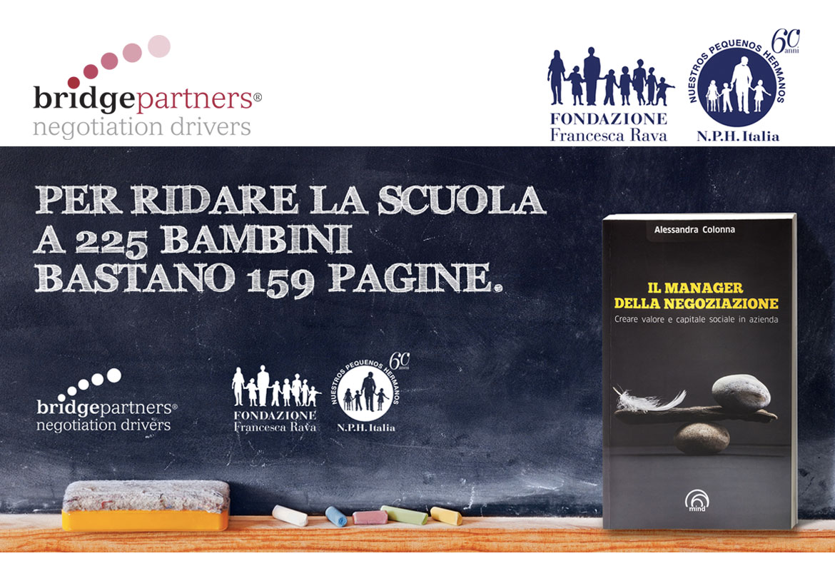 `Il manager della negoziazione`, una guida pratica a favore della Fondazione Francesca Rava per i bambini del Centro Italia colpiti dal terremoto.