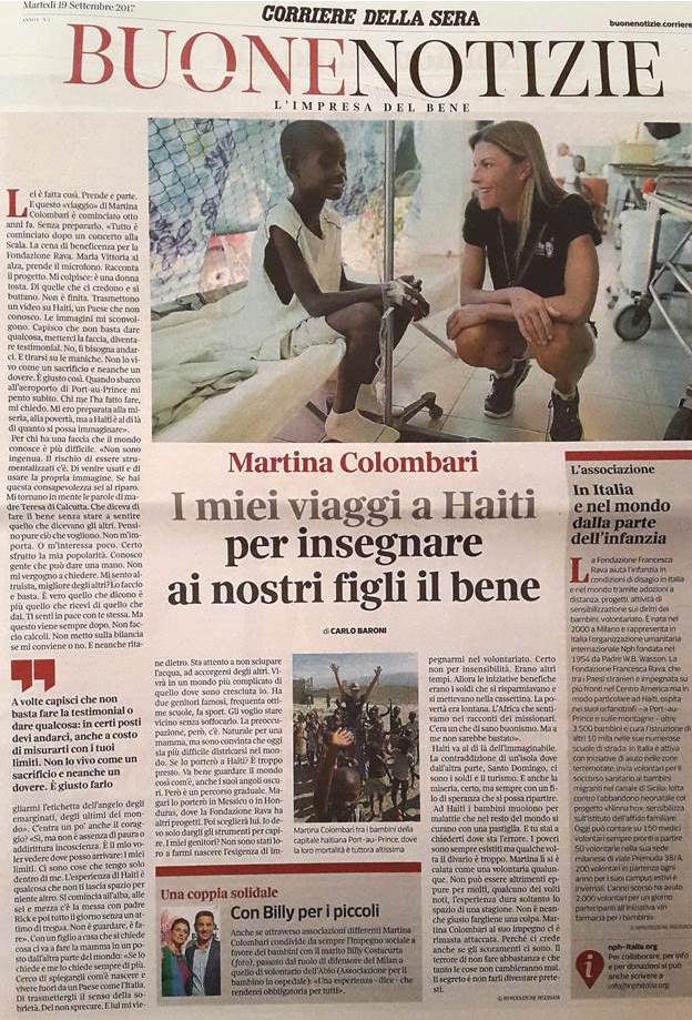 Martina Colombari e il suo impegno come volontaria su `Buone Notizie. L'impresa del bene` di Corriere della Sera