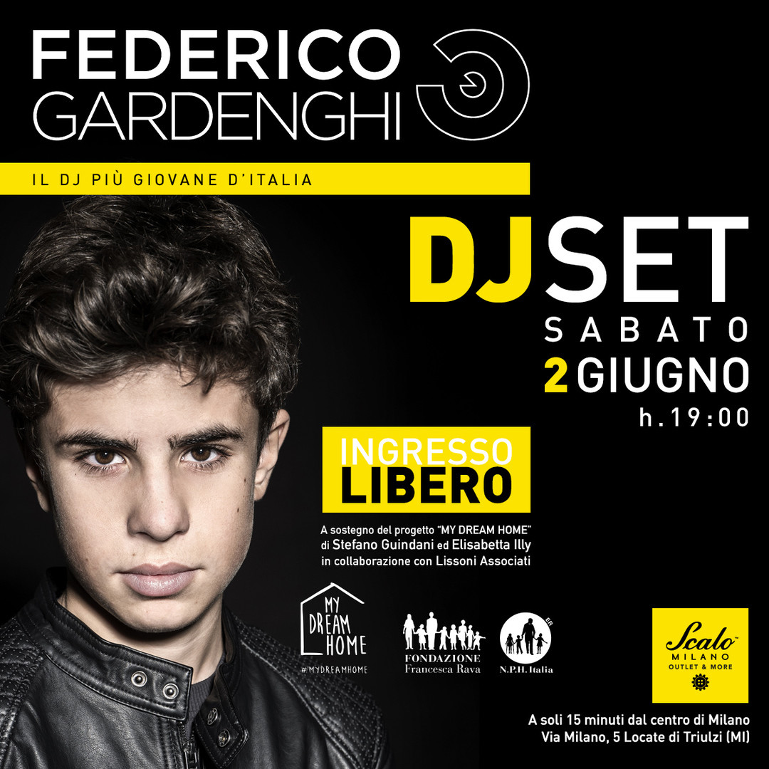 2 giugno, ore 19, a Scalo Milano DJ Set con Federico Gardenghi, il più giovane DJ italiano 