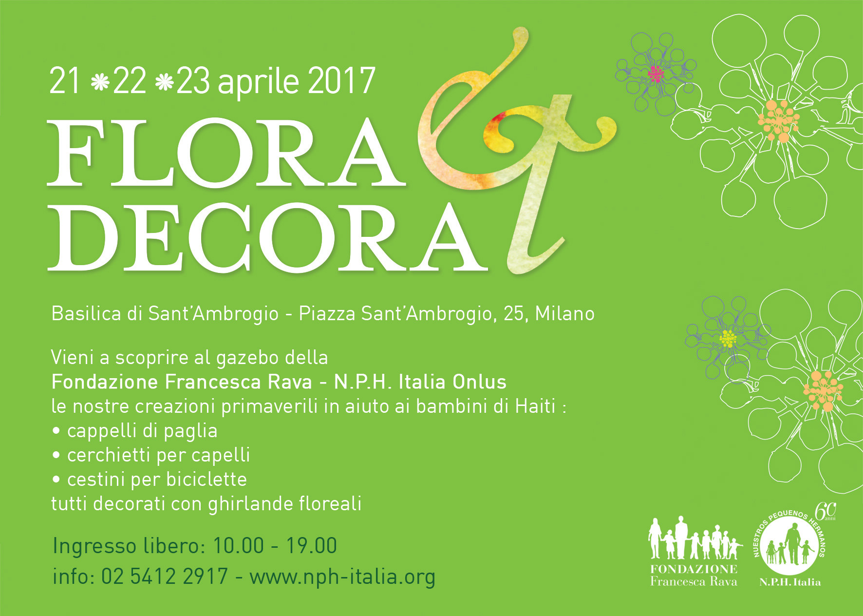 21 - 23 aprile, uno stand della Fondazione Francesca Rava a Flora et Decora a Milano.