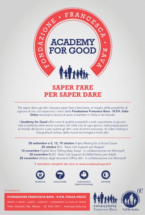 Ripartono i corsi dell'Academy for Good per ragazzi e non solo. Scopri tutte le date.