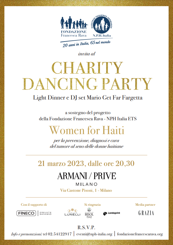 21 marzo, ore 20,30, Charity Dancing Party @Armani Privè a sostegno di Women for Haiti