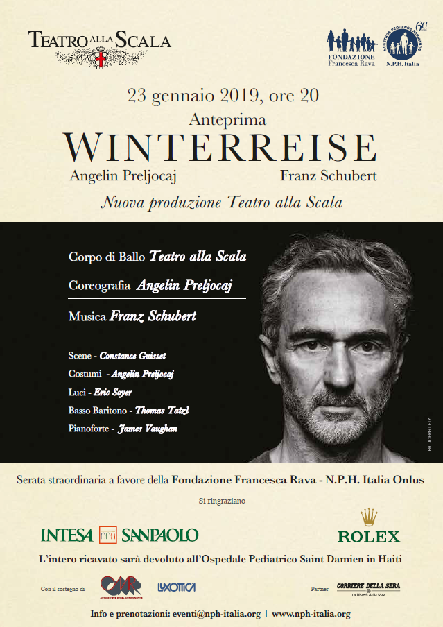 23 gennaio 2019, ore 20, Serata al Teatro alla Scala, Anteprima di Winterreise a favore della Fondazione Francesca Rava, prenota i tuoi biglietti!
