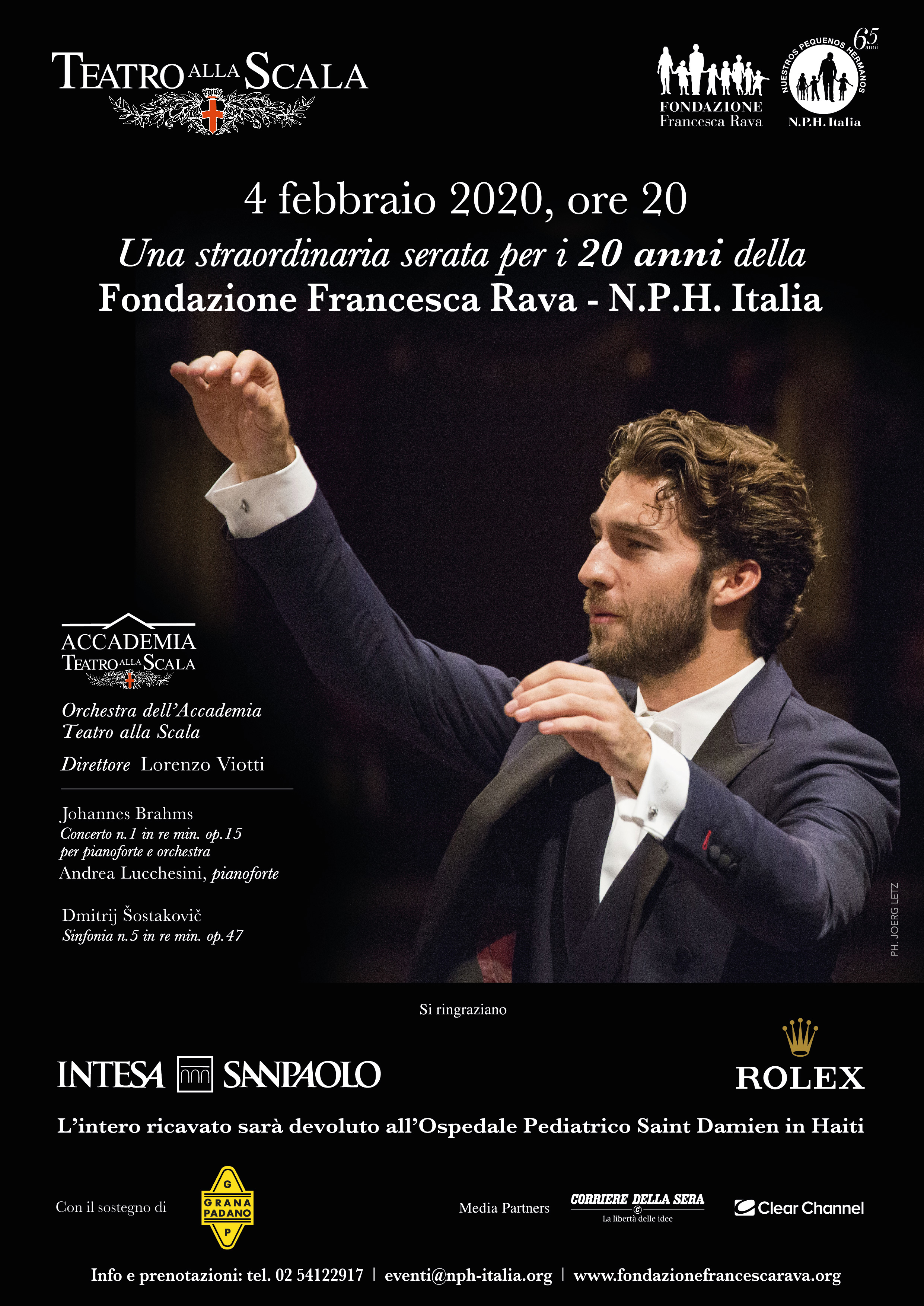 4 febbraio, Concerto dell'Orchestra dell'Accademia del Teatro alla Scala per i 20 anni della Fondazione Francesca Rava