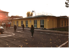 L\'edifio scolastico temporaneo realizzato con accorgimenti antisismici, in cemento armato e con vetri insonorizzati